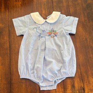 Blue Embroidered Kids Bodysuit